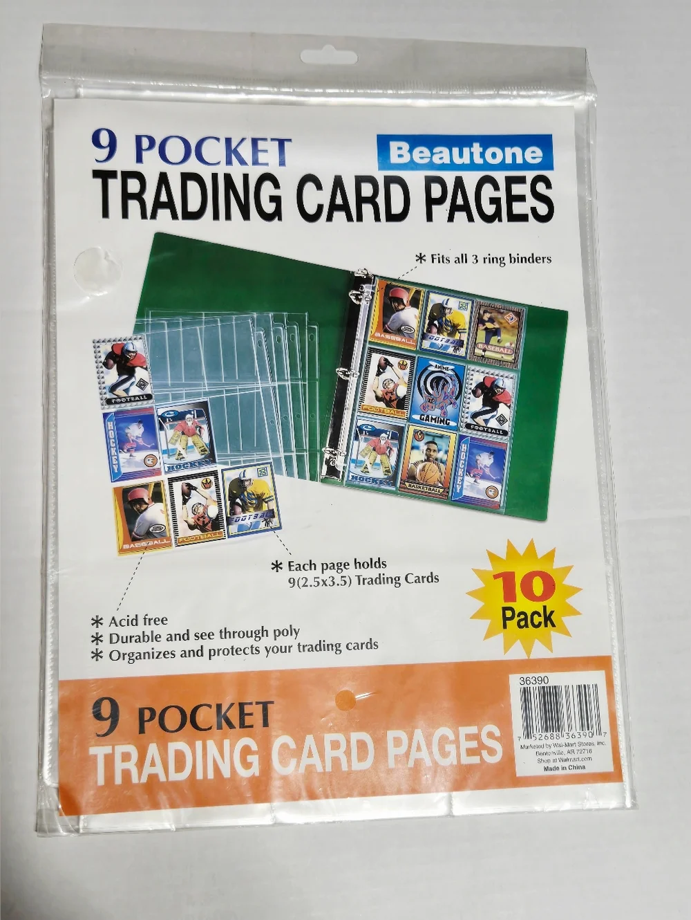 Beautone 9 Pocket Trading Card Pages Lot of 7 Packs‎ (10 Each) Binder Sleeves
